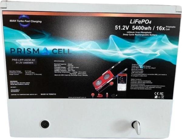 Teknovasyon Arge Prismacell Lifepo4 105ah 51.2 Volt Prizmatik Smart Bluetooth 5400 Watt Akü TURBO CHARGING Solar Akü - Image 1