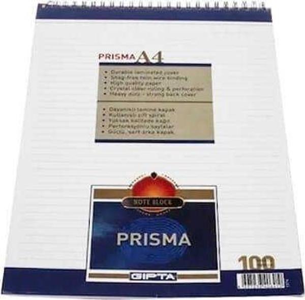 Gıpta Bloknot A4 Prisma Spiralli Karton Kapak 100 Yaprak Çizgili - Image 1
