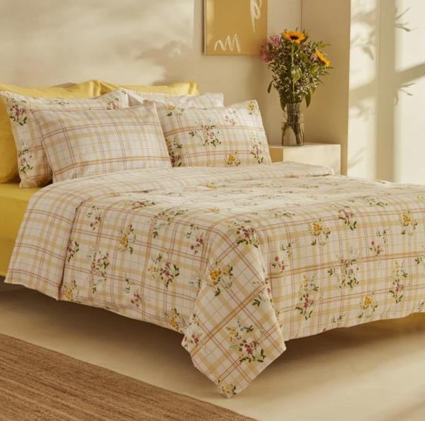 Karaca Home Minella Sarı %100 Pamuk Soft Touch Çift Kişilik Nevresim Takımı - Image 1