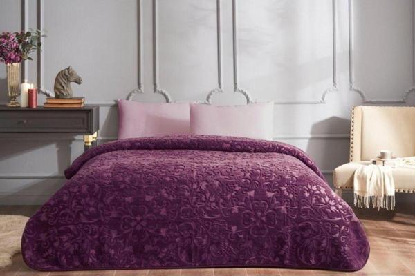 Özdilek Trendy Art Deco Mürdüm Tek Kişilik Battaniye - Image 1
