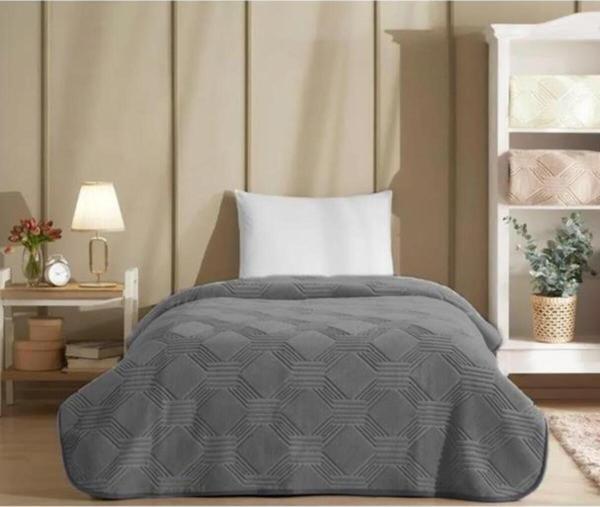ÖZDİLEK Trendy Tek Kişilik Battaniye Art Deco 160*220 cm Koyu Gri - Image 1