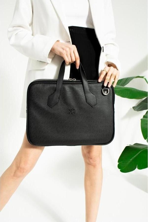 Impolo Joyce Siyahgofraj  Baskı Unisex Netbok ve Evrak Çantsı 28X37 Ebatında - Image 1