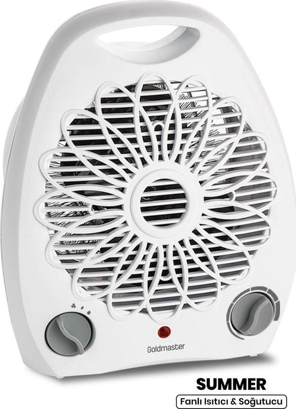 Goldmaster Summer Beyaz 2000 Watt Isıya Dayanıklı Sıcak Ilık Soğuk Devrilme Emniyetli Isıtıcı Fan - Image 1
