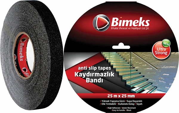 BİMEKS SİYAH KAYDIRMAZLIK BANDI 25 MT X 25 MM - Image 1