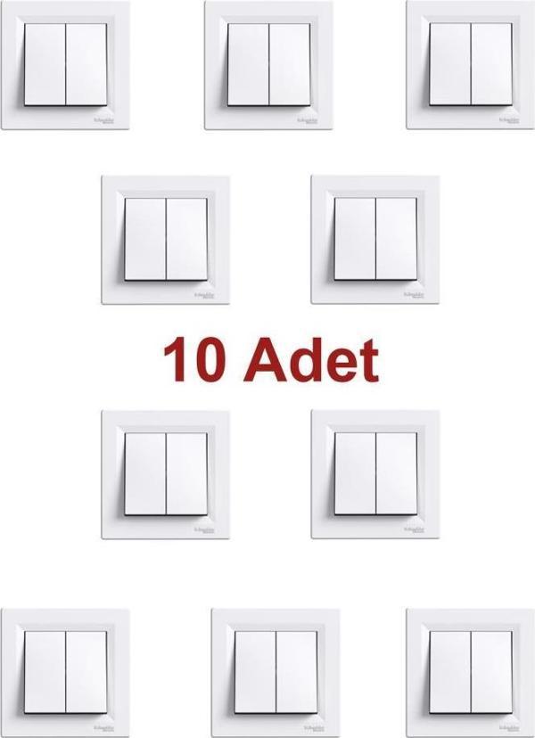 Schneider Asfora Beyaz Komütatör Çerçeveli - 10 Adet - Image 1