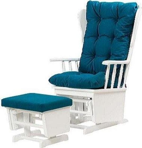 Zus301 Model 90477 Mama Puflu Sallanan Sandalye Ahşap Lake Beyaz Ayak El Yapım  - Image 1