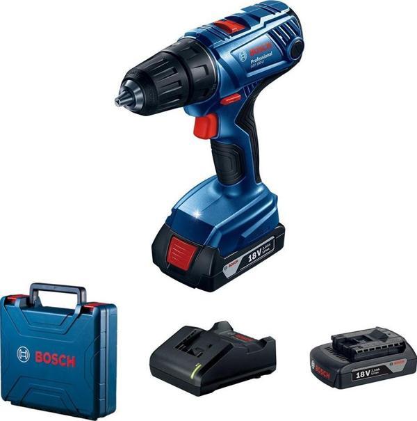 Bosch GSR 180-LI Akülü Delme/Vidalama Makinesi 2x2.0Ah Çift Akü Şarj Cihazı Plastik Çanta - Image 1