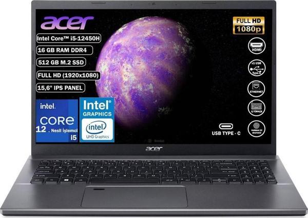 Acer Aspire 5 I5-12450H 16 GB 512 GB SSD FreeDos 15.6" IPS (1920X1080) Taşınabilir Bilgisayar NX.KN4EY.002 - Image 1