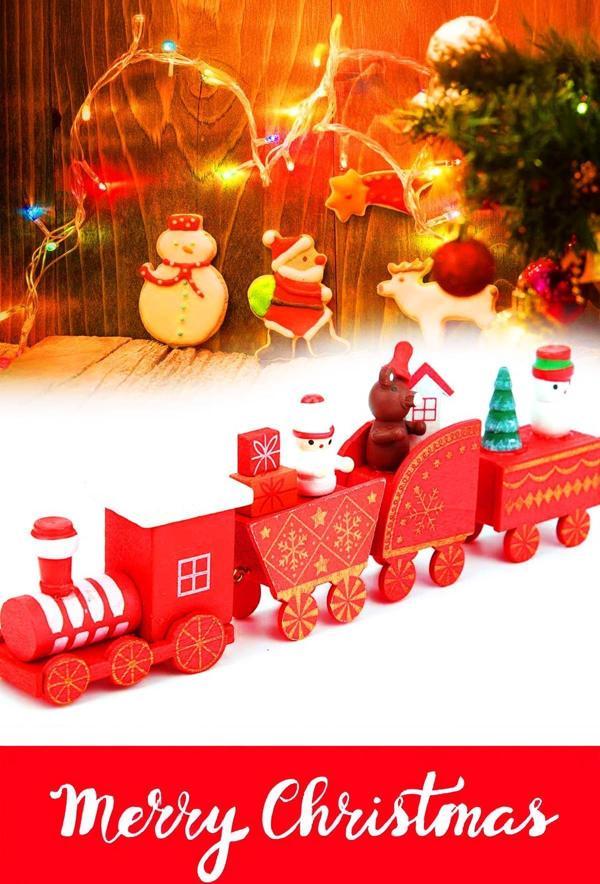 Yılbaşı Süsü Dekoratif Ahşap Noel Treni - Dekoratif ve Hediyelik  20 cm - Image 1