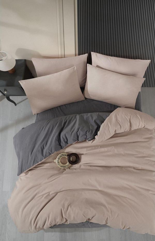 Loyal Home Lastikli Çarşaflı Nevresim Takımı Çift Kişilik - Kahve - Image 1