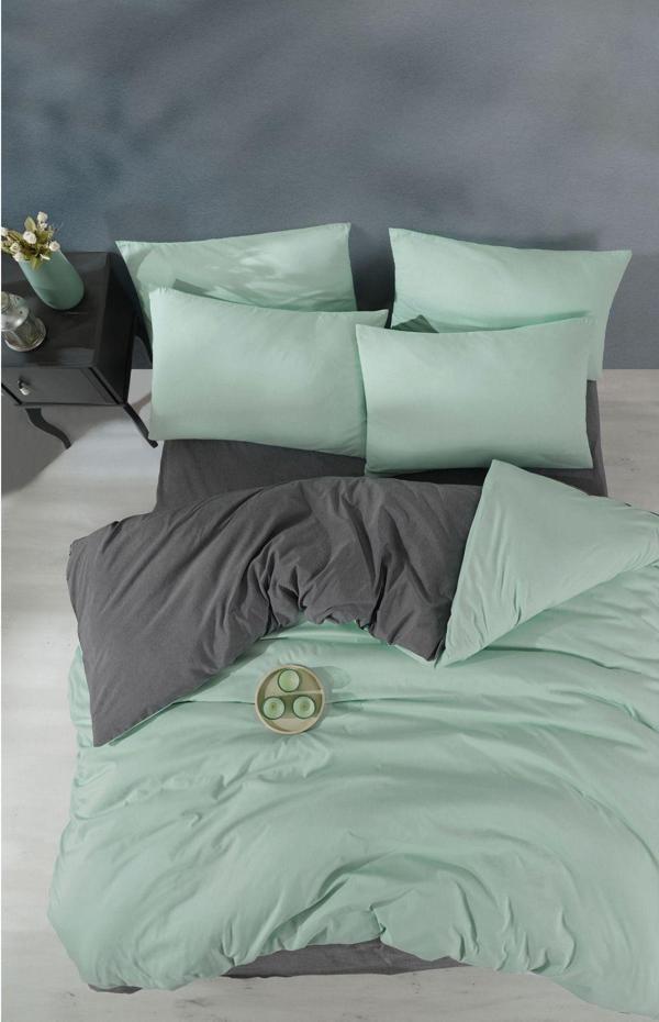 Loyal Home Lastikli Çarşaflı Nevresim Takımı Çift Kişilik - Mint - Image 1