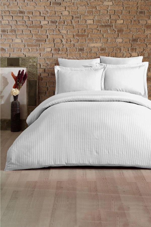 Loyal Home Pamuk Saten Çift Kişilik Nevresim Takımı-Beyaz - Image 1