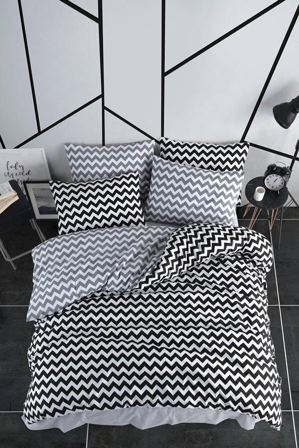 Loyal Home Tek Kişilik Nevresim Takımı-Zigzag Siyah Gri - Image 1