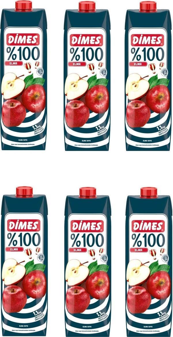 Dimes %100 Elma Meyve Suyu 1 Lt X 6 Adet - Image 1