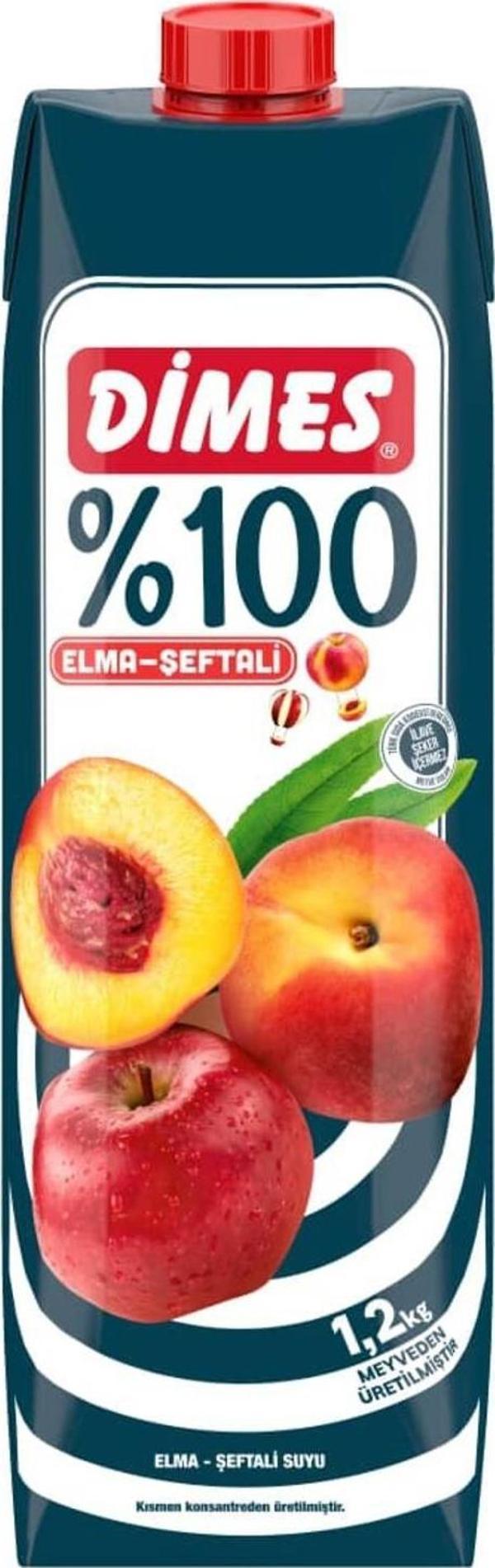 Dimes %100 Elma Şeftali Meyve Suyu 1 Lt - Image 1