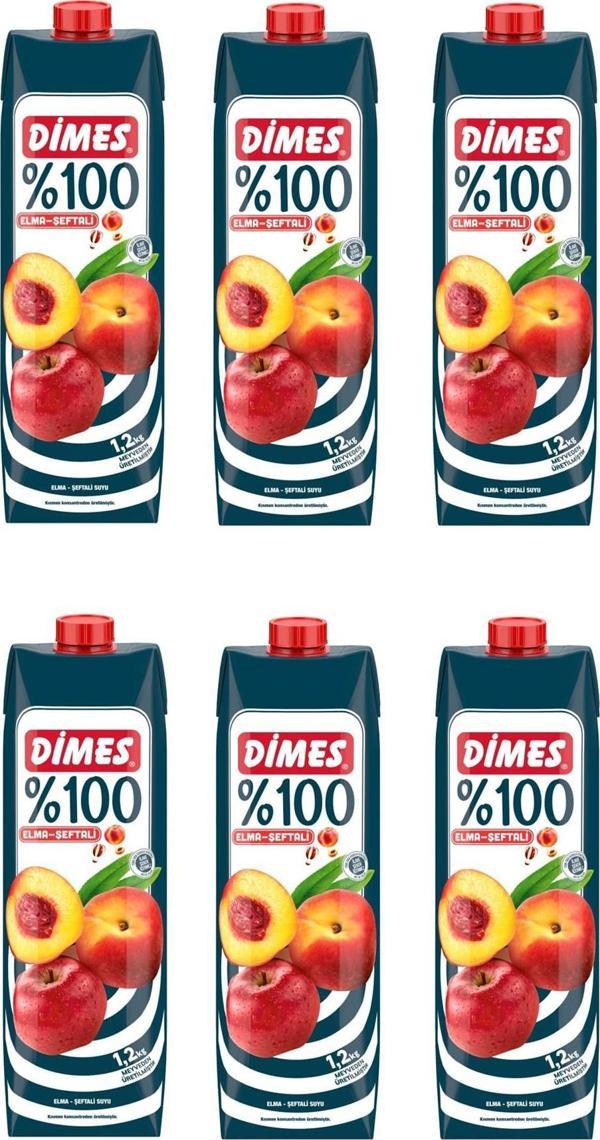 Dimes %100 Elma Şeftali Meyve Suyu 1 Lt X 6 Adet - Image 1