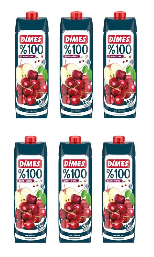 Dimes %100 Elma Vişne Meyve Suyu 1 Lt X 6 Adet - Image 1