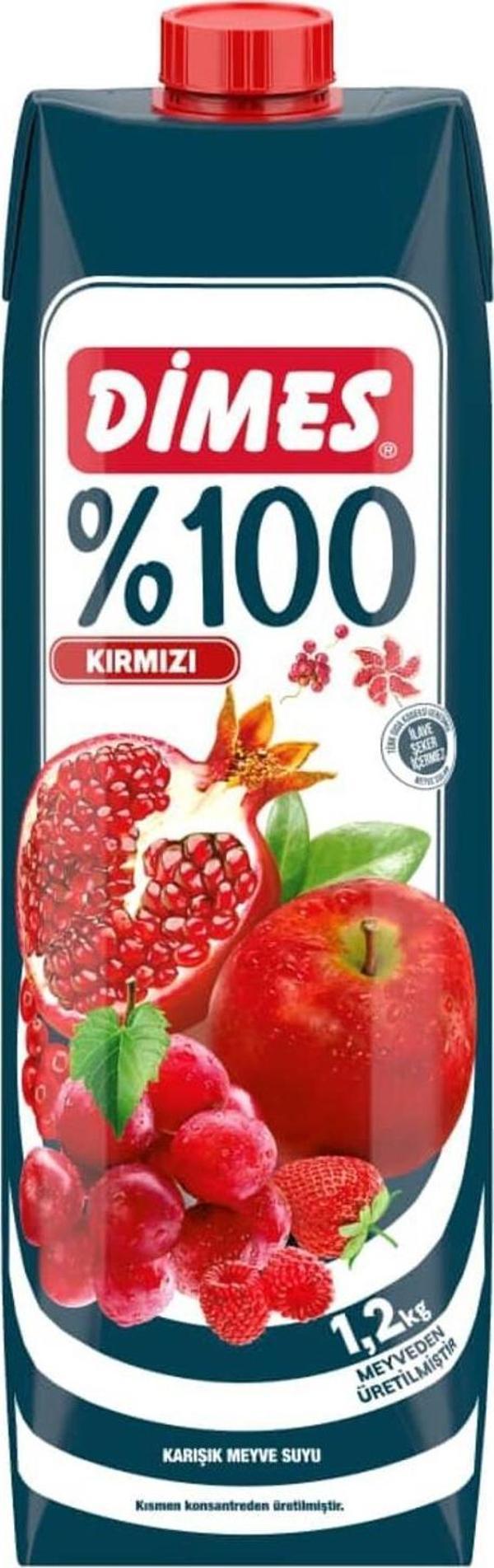Dimes %100 Kırmızı Karışık Meyve Suyu 1 Lt - Image 1