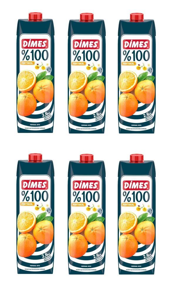 Dimes %100 Portakal Meyve Suyu 1 Lt X 6 Adet - Image 1