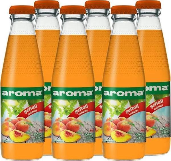 Aroma Şeftali Nektarı Cam 200 Ml X 6 Adet - Image 1