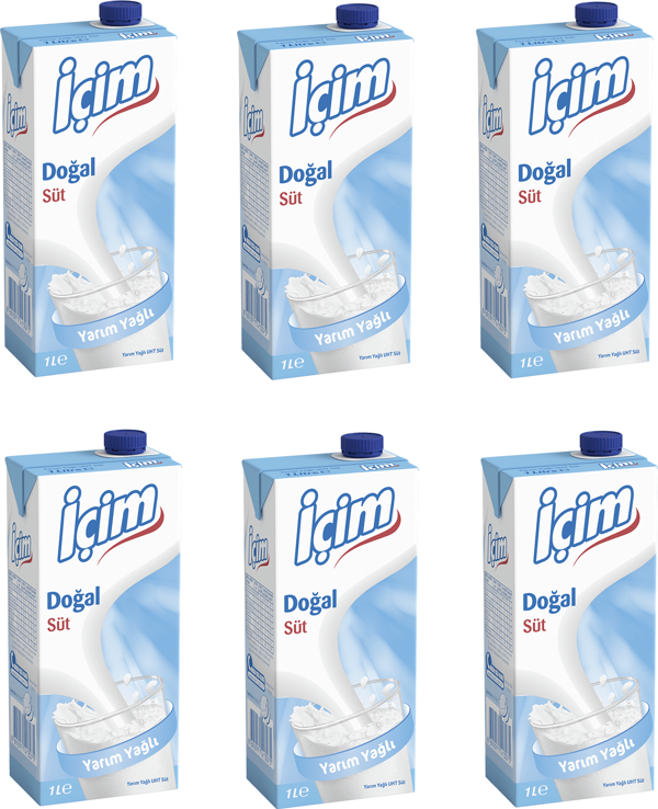 İçim Sade Yarım Yağlı Süt 1 Lt X 6 Adet - Image 1