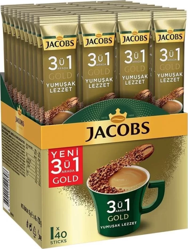 Jacobs 3Ü1 Arada Gold Yumuşak Lezzet Kahve 18 Gr X 40 Adet - Image 1
