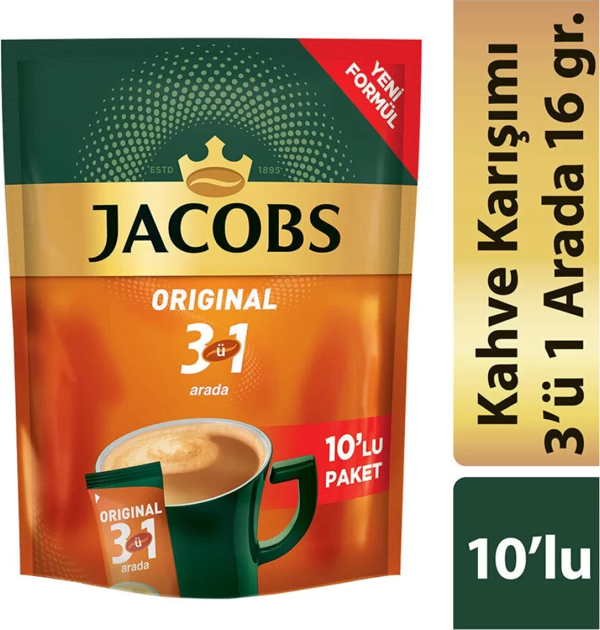 Jacobs 3Ü1 Arada Orijinal Kahve 16 Gr X 10 Adet - Image 1