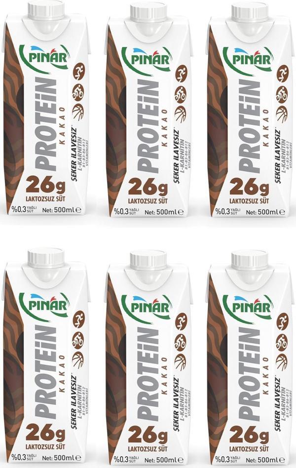 Pınar Protein Kakaolu Laktozsuz Süt 500 Ml X 6 Adet - Image 1