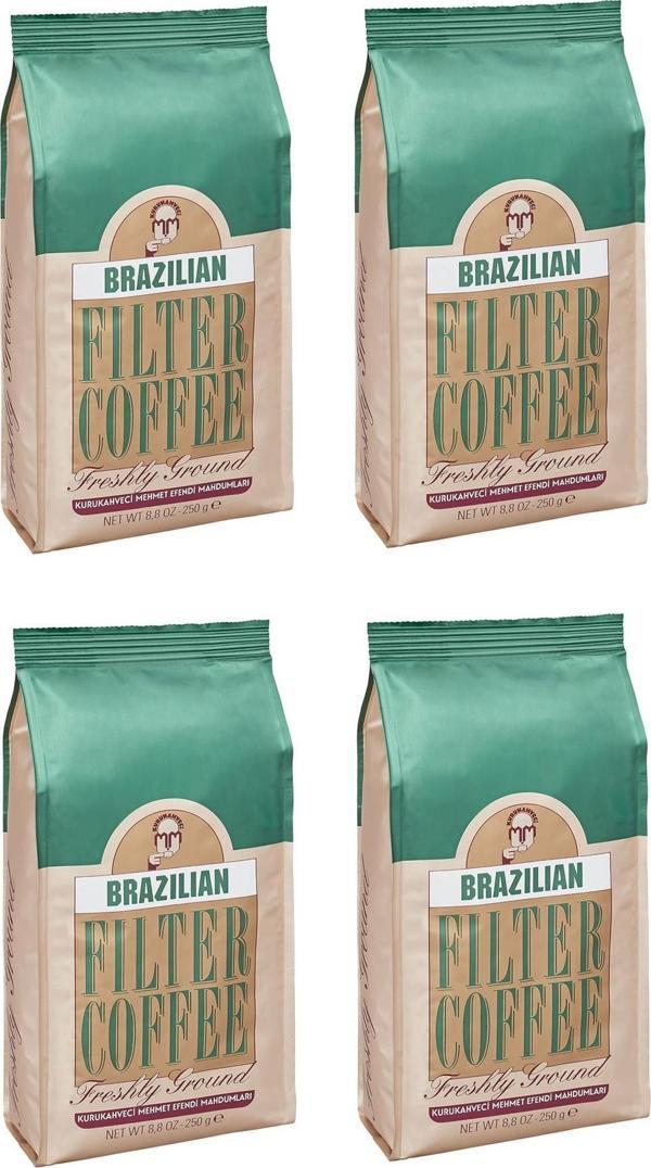 Kurukahveci Mehmet Efendi Brazilian Filtre Kahve 250 Gr X 4 Adet - Image 1