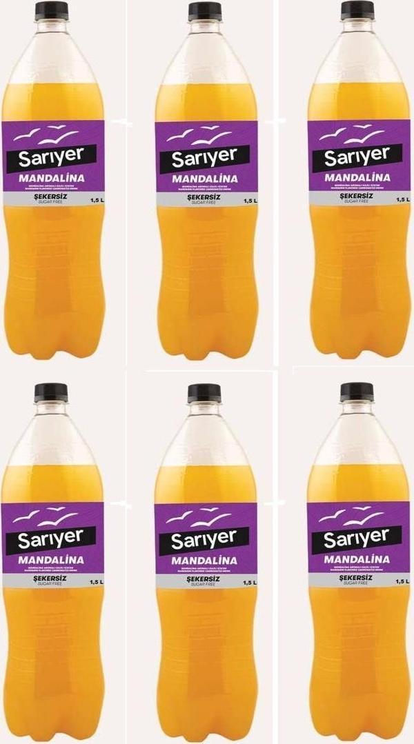 Sarıyer Mandalina Aromalı Gazoz Şekersiz 1,5 Lt X 6 Adet - Image 1