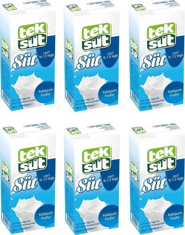Teksüt Yarım Yağlı Süt 1 Lt X 6 Adet - Image 1