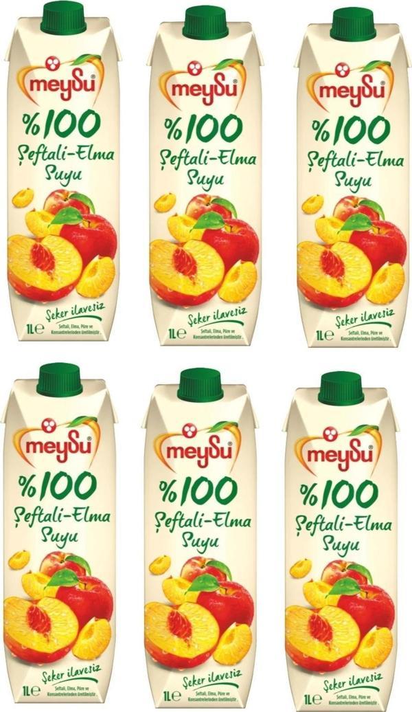 Meysu %100 Şeftali Elma Suyu 1 Lt X 6 Adet - Image 1
