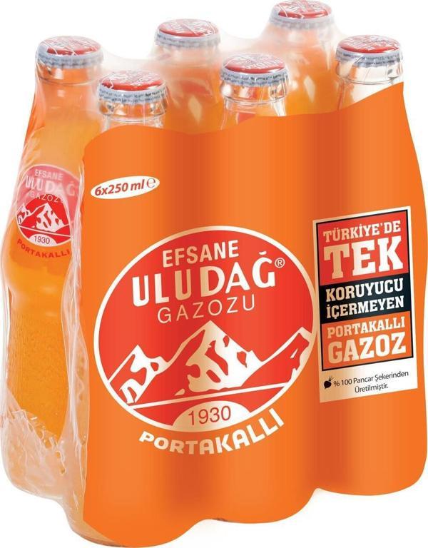 Uludağ Efsane Gazozu Portakallı 250 Ml X 6 Adet - Image 1