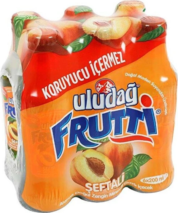 Uludağ Frutti Şeftali Aromalı Maden Suyu 200 Ml X 6 Adet - Image 1
