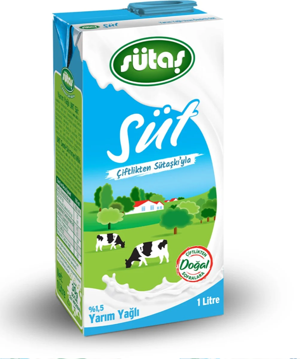 Sütaş Yarım Yağlı Süt 1 Lt - Image 1