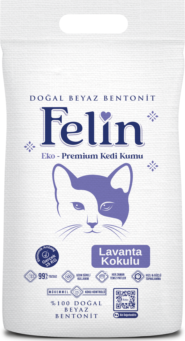 Felin Lavanta Kokulu İnce Taneli Topaklanan Kedi Kumu 15 Kg - Image 1