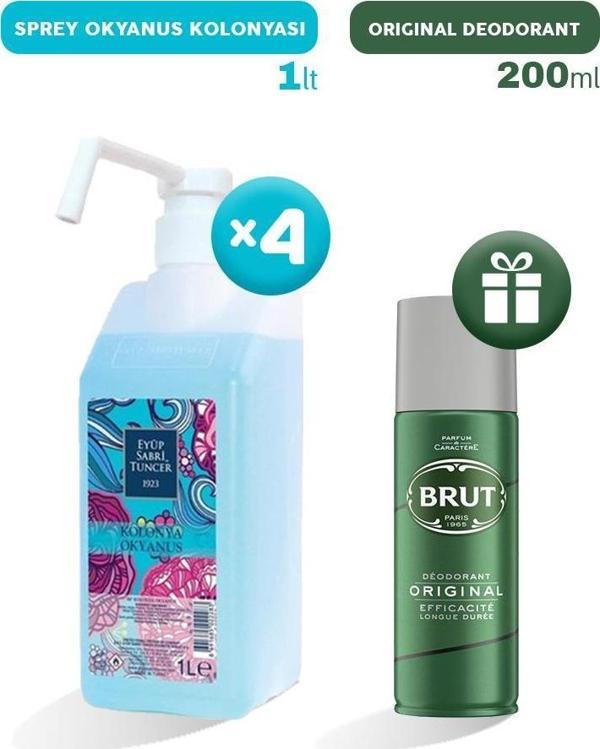 Eyüp Sabri Tuncer Sprey Okyanus Kolonyası 1 lt x 4, Erkek Deodorant Hediyeli - Image 1
