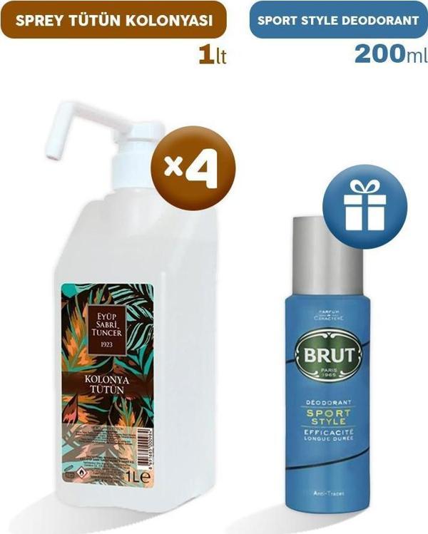 Eyüp Sabri Tuncer Sprey Tütün Kolonyası 1 lt x 4, Erkek Deodorant Hediyeli - Image 1