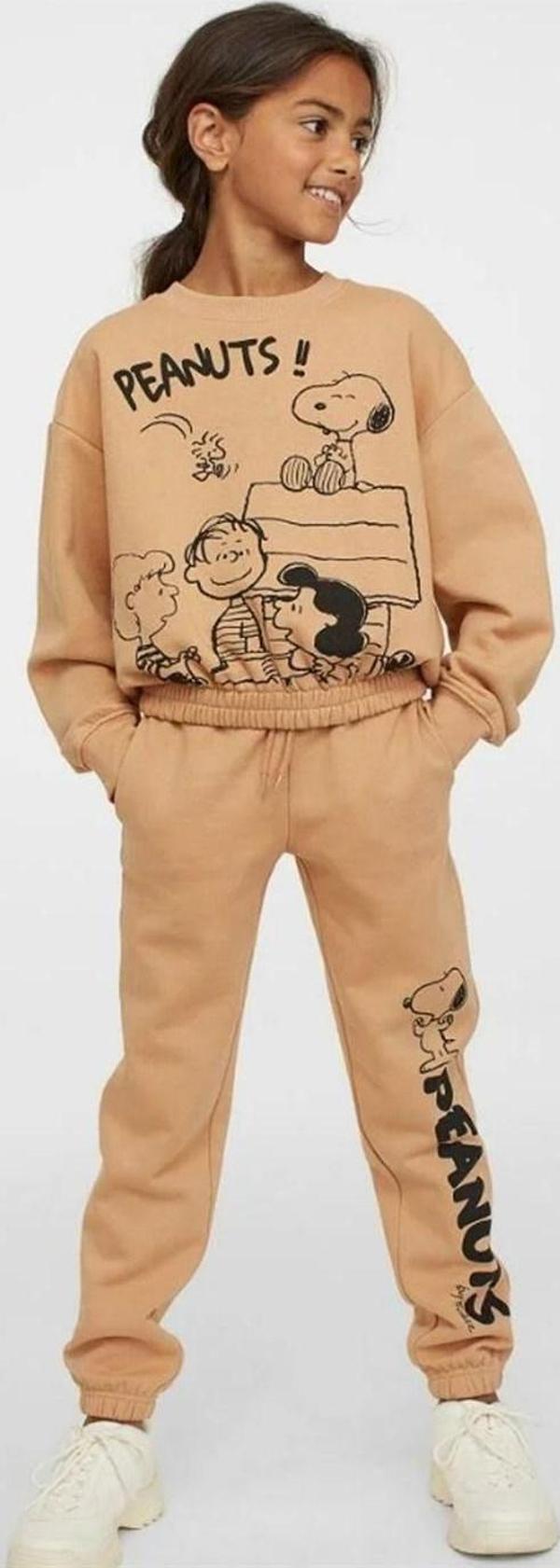 KIZ ÇOCUK PENATUS SNOOPY MODELLİ PAÇA RİBANALI BİSİKLET YAKA EŞOFMAN TAKIMI - Image 1