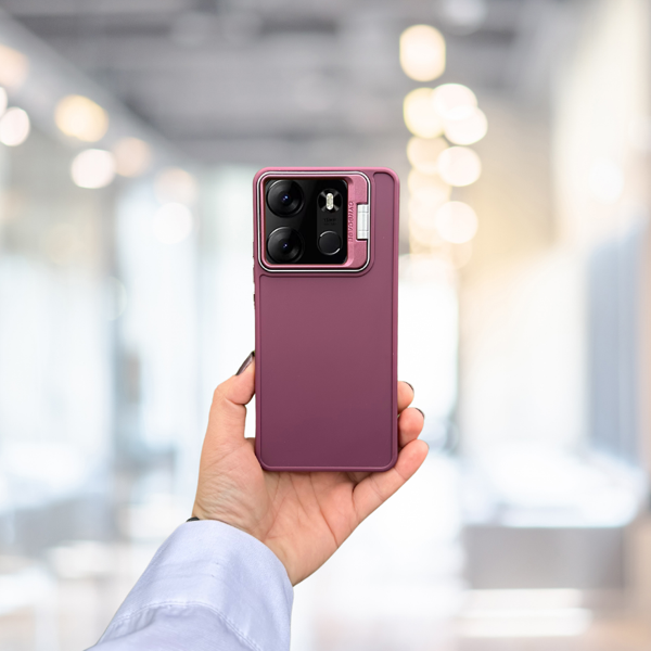 TECNO SPARK GO 2023 STANDLI İÇİ SÜET TPU KILIF BORDO - Image 1