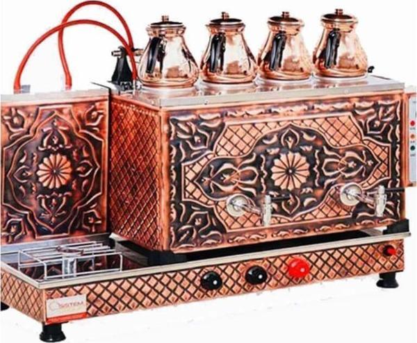 Sistem Çay Ocağı 4 Demlikli Tam Otomatik Bakır, Elektrikli, LPG ve NG Uyumlu - Image 1