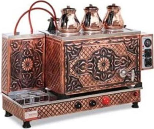 Sistem ÇO3TOB Tam Otomatik  Çay Ocağı - 3 demlik kapasiteli - Bakır işlemeli - Elk+Gaz - Image 1