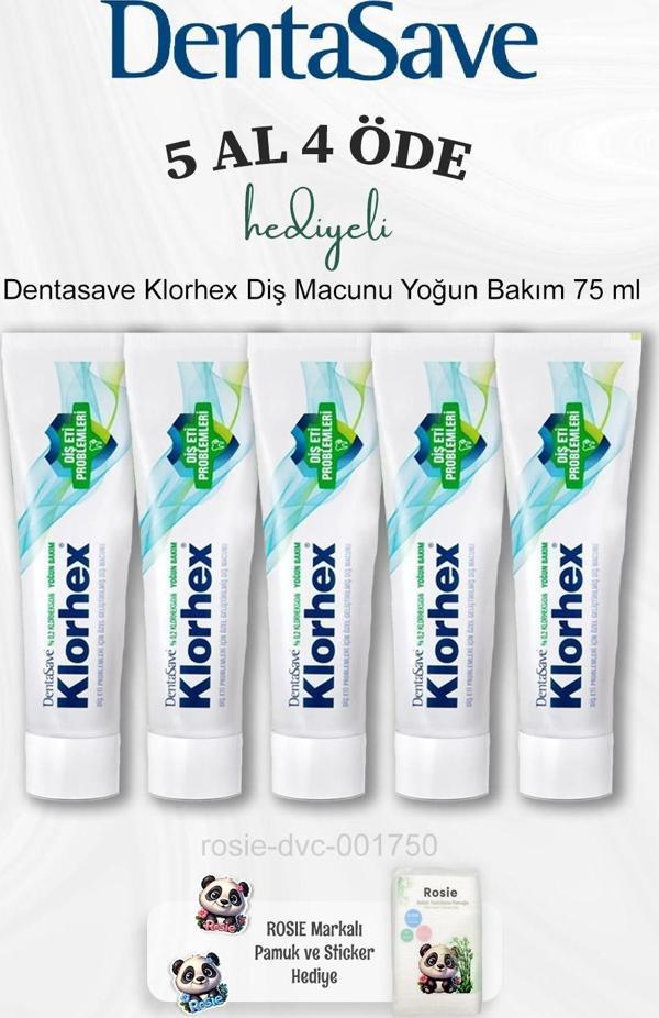 Dentasave Klorhex Diş Macunu Yoğun Bakım 75 ml 5 Al 4 Öde ve Rosie Pamuk - Image 1