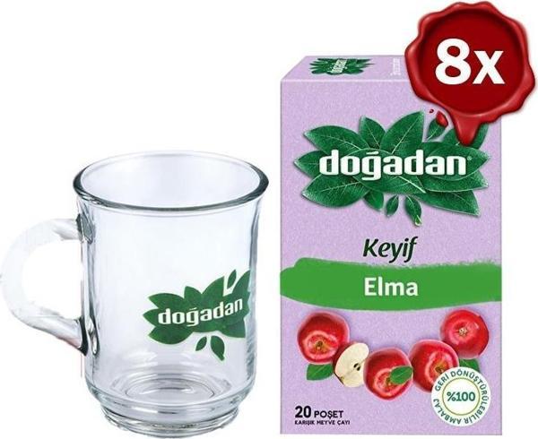 Doğadan Elma Çayı 20'li x 8 + Doğadan Cam Bardak   - Image 1
