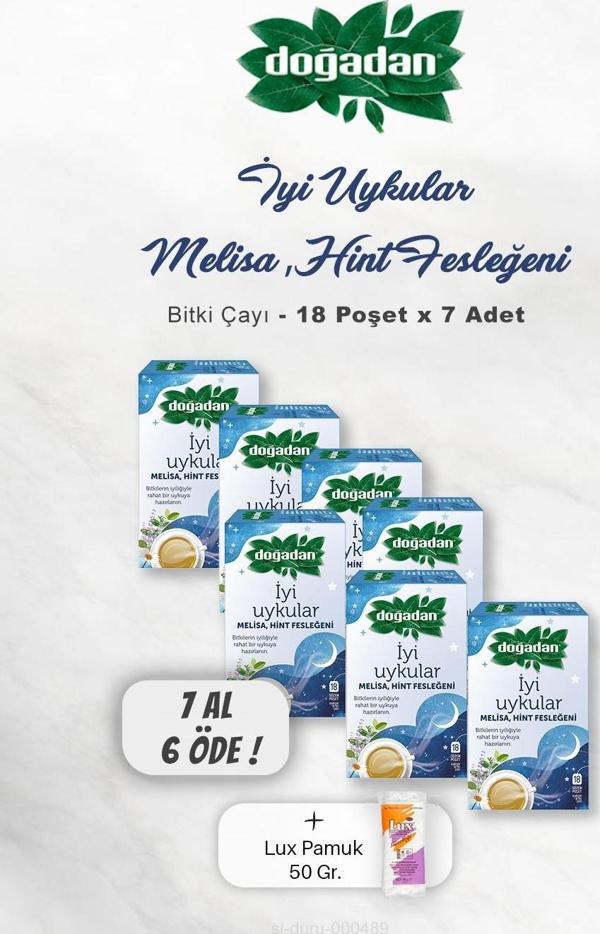 7 AL 6 ÖDE Doğadan İyi Uykular Çayı Melisa ve Hint Fesleğeni, Pamuk - Image 1