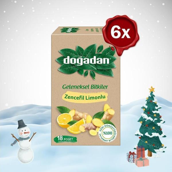 Doğadan Yılbaşı Paketi Zencefil Limonlu Bitki Çayı 18'li x 6 - Image 1