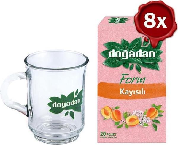 Doğadan Form Çay Kayısılı 20'li x 8 + Doğadan Cam Bardak   - Image 1