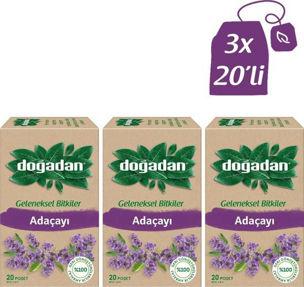 Doğadan Adaçayı 20'li Poşet Bitki Çayı x 3 adet - Image 1
