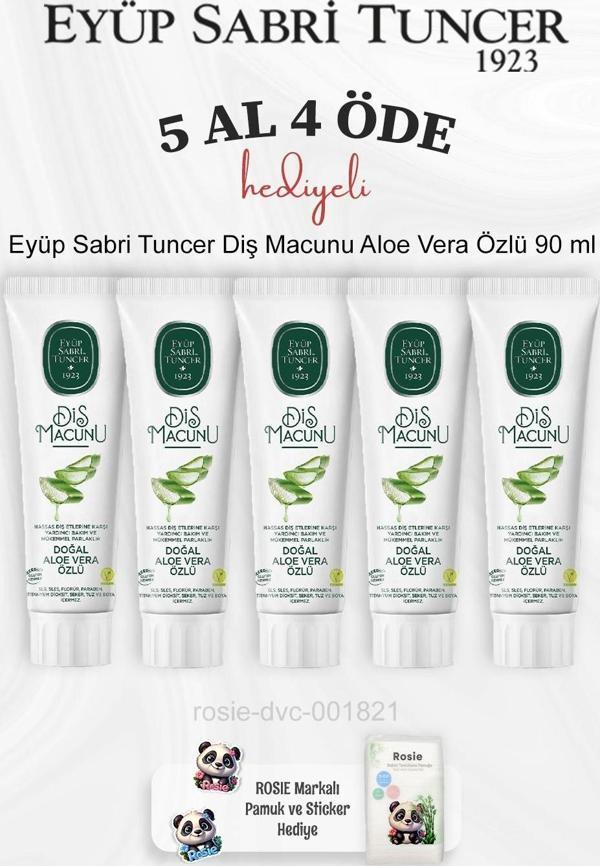  Eyüp Sabri Tuncer Diş Macunu Aloe Vera Özlü 90 ml 5 Al 4 Öde ve Rosie Pamuk - Image 1