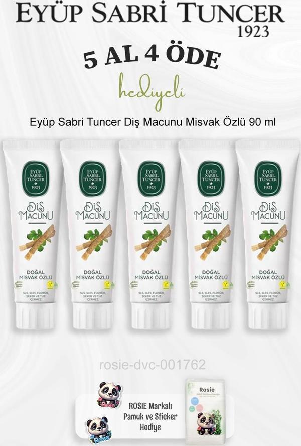  Eyüp Sabri Tuncer Diş Macunu Misvak Özlü 90 ml 5 Al 4 Öde ve Rosie Pamuk - Image 1